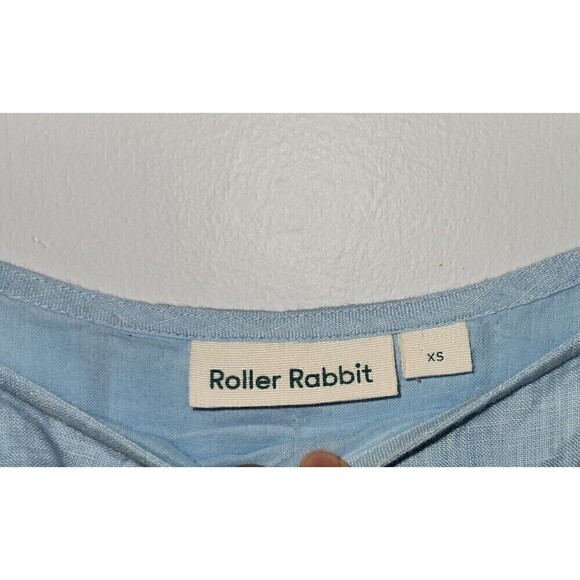 Roberta Roller Rabbit Size XL Pastel Light Blue Linen Tunic Shift Dress Pockets - Picture 2 of 5